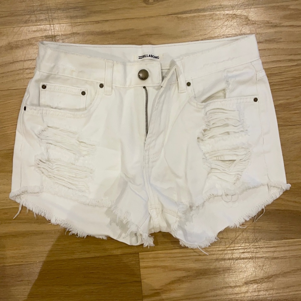 Billabong White High Rise Jeans Shorts